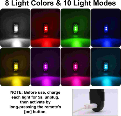 Wireless Remote RGB LED Motorcycle & Aircraft Strobe Warning Lights