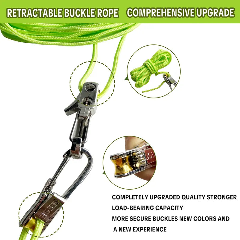 Retractable Rope Tightener - Quick Lock Buckle For Easy Outdoor Securing
