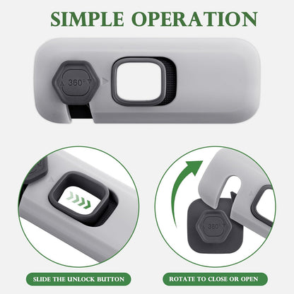Adhesive Safety Lock - Slide & Rotate Design For Safer Cabinets & Appliances