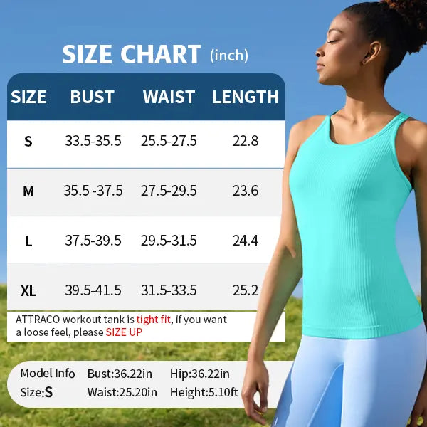 Seamless Ribbed Workout Tank Tops with Built-in Bra Support