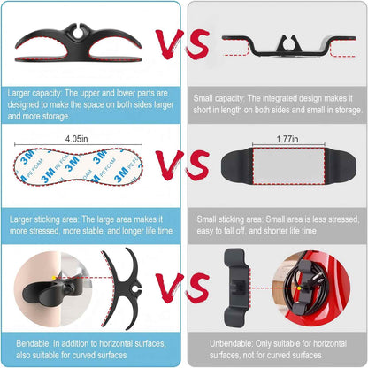 Kitchen Cord Organizer Hooks - Strong 3M Adhesive Cable Wrap For A Cleaner Countertop