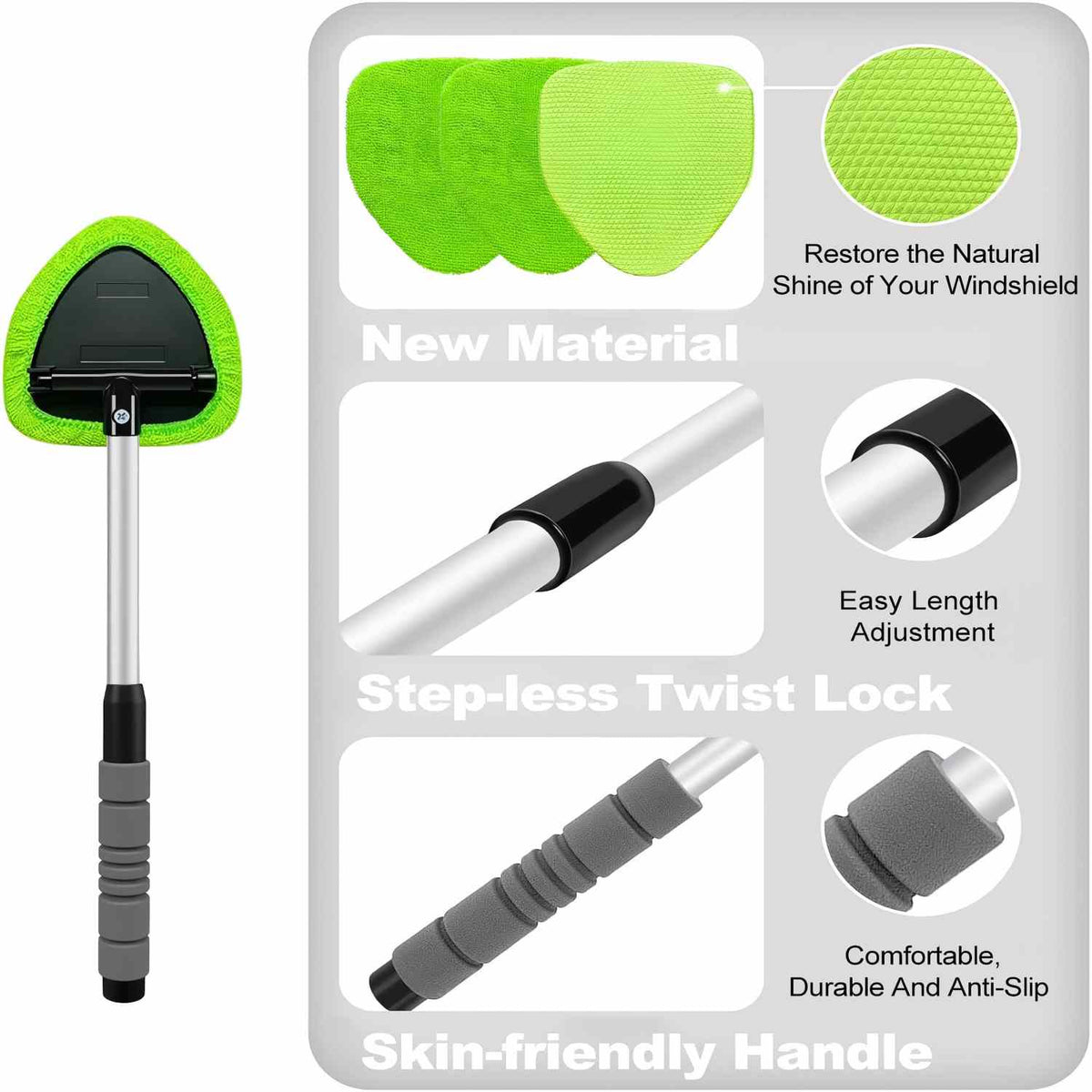 Windshield Cleaning Tool - Extendable Reach for Clearer Glass