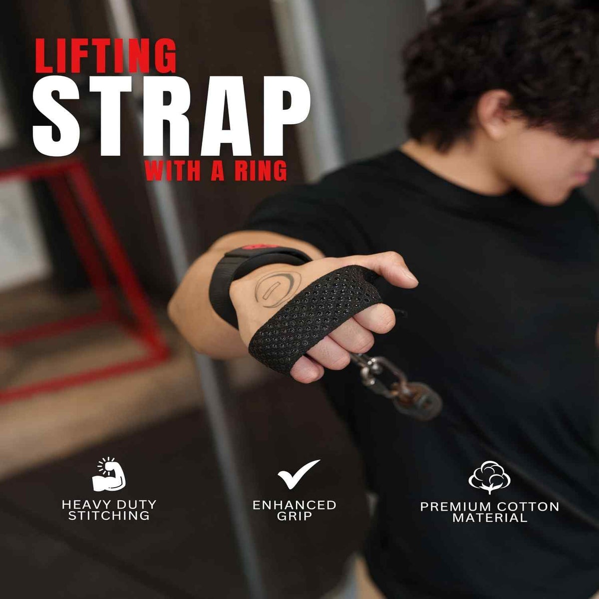 Lifting Straps - Cuffed D-Ring Grip Support For Stronger Heavy Lifts