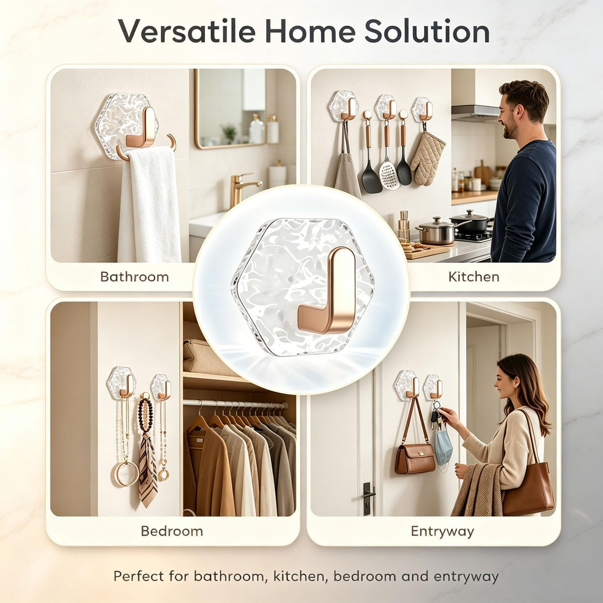 Self-Adhesive L Hooks - Strong No-Drill Hold For Easy Organization