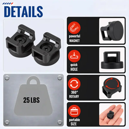 Magnetic Cable Tie Mounts - 22LB Strong Magnetic Hold For Clean Cable Organization
