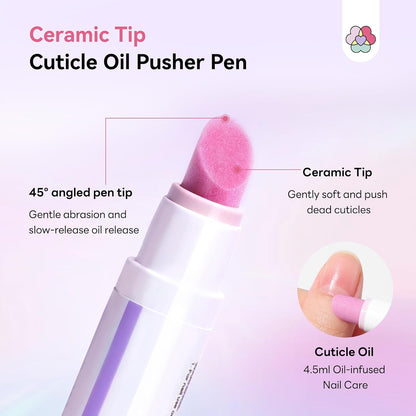 2-in-1 Cuticle Pen - 45° Ceramic Tip For Smooth, Hydrated Cuticles