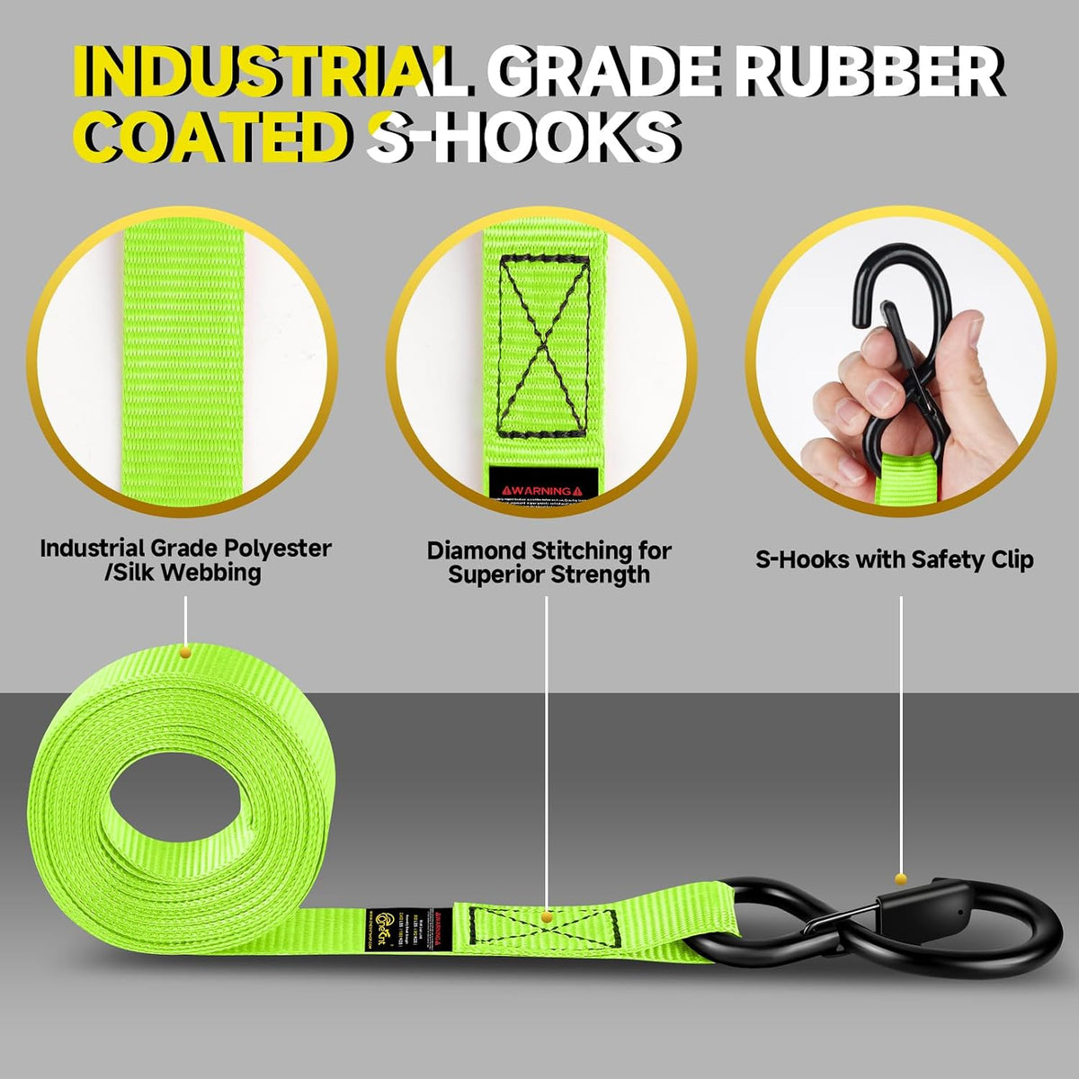 Heavy-Duty Ratchet Tie Down Straps - 1550LB Secure Hold For Safer Cargo Transport
