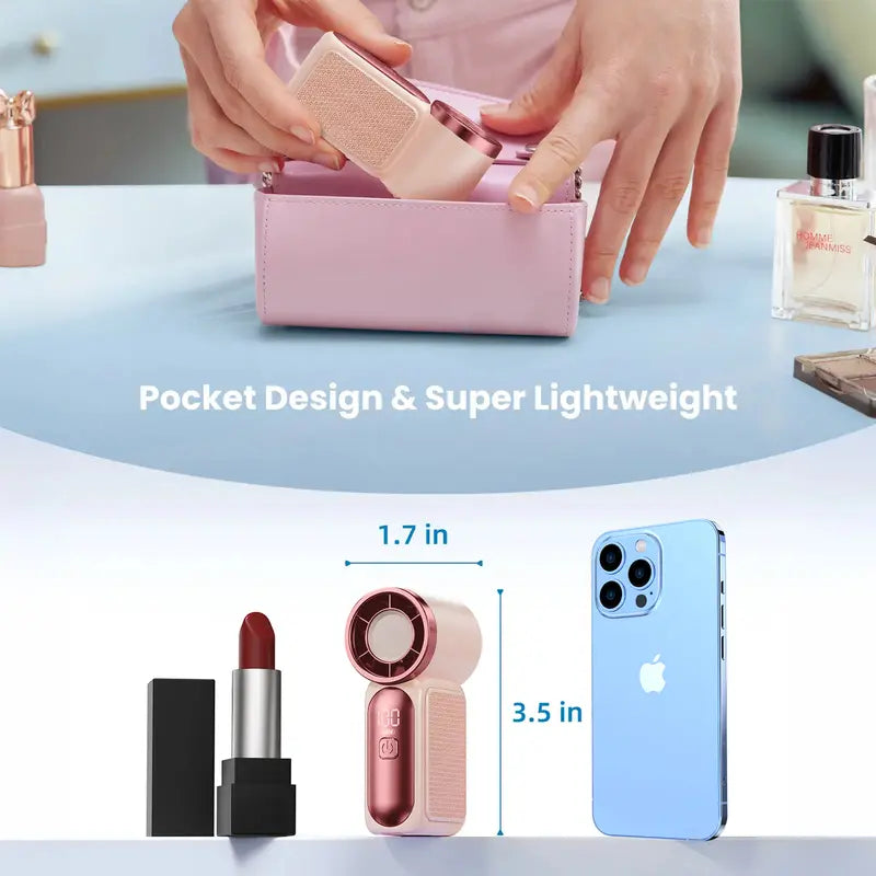 Mini Turbo Handheld Fan - 6-Speed Powerful Cooling For Travel & Makeup
