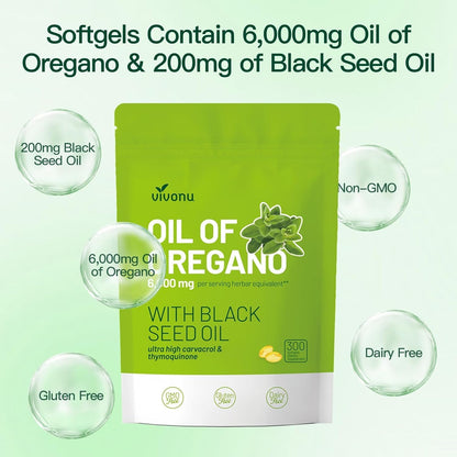Oregano Oil Capsules - Carvacrol + Black Seed Oil Blend For Daily Wellness Support