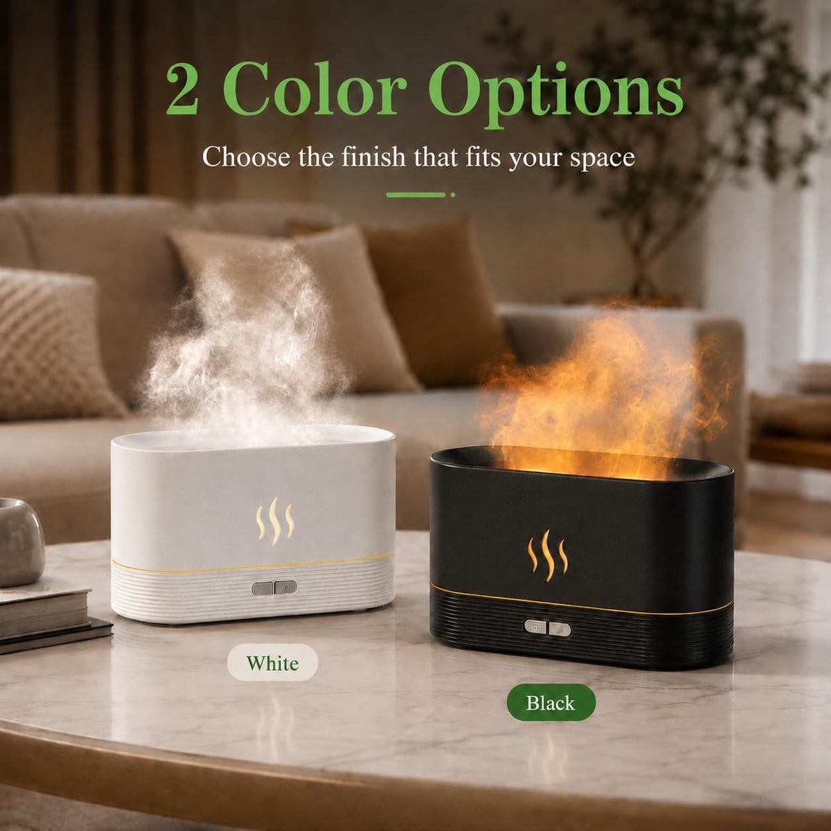 Flame Effect Aroma Diffuser — Cozy Ambience With Mist & 7-Color Glow