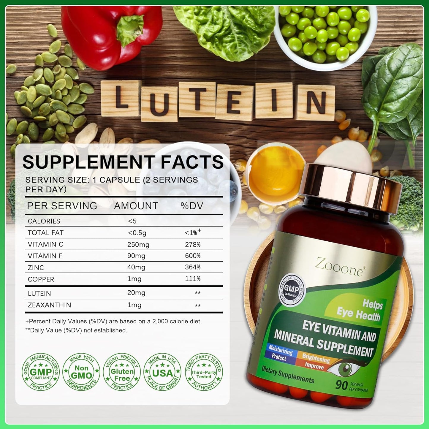 Eye Vitamin Supplement - 6-Nutrient Lutein Support For Daily Vision Comfort