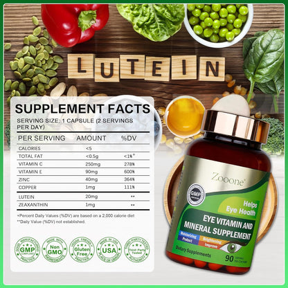 Eye Vitamin Supplement - 6-Nutrient Lutein Support For Daily Vision Comfort