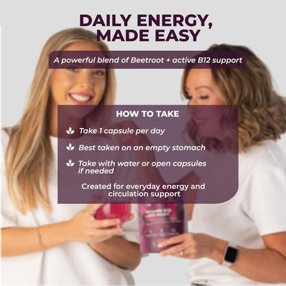 Beetroot & Dual B12 Capsules - Red Blood Cell Formation & Energy Support For Daily Vitality