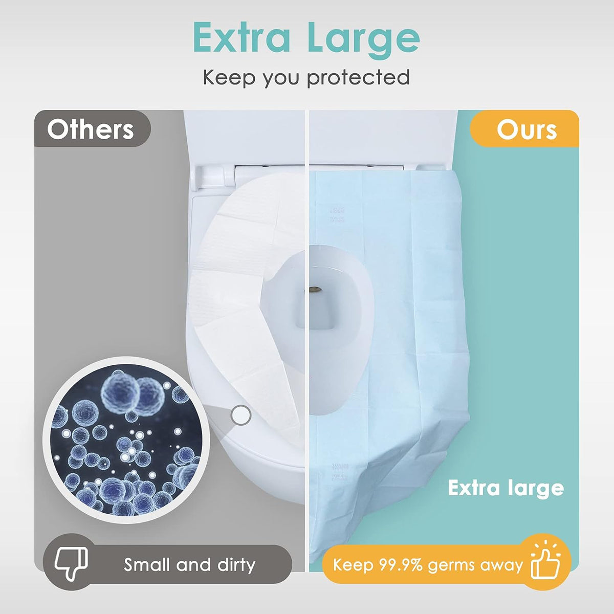Disposable Toilet Seat Covers - XL Waterproof Protection For Cleaner Public Restroom Use