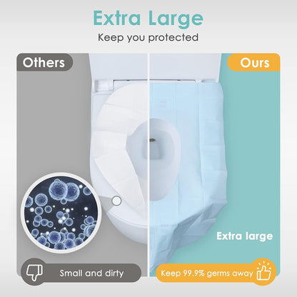 Disposable Toilet Seat Covers - XL Waterproof Protection For Cleaner Public Restroom Use