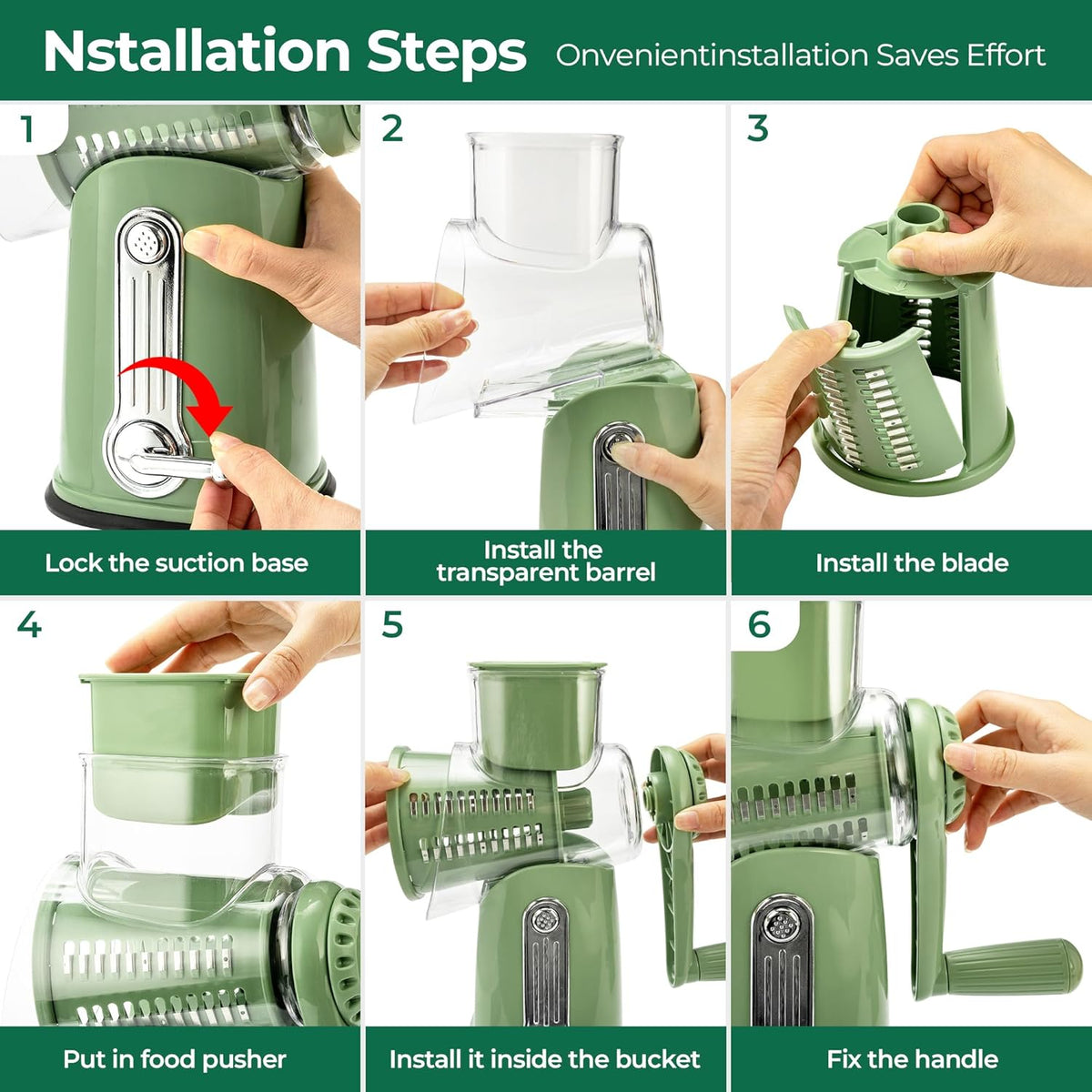 Rotary Cheese Grater - Hand Crank System For Faster Kitchen Prep