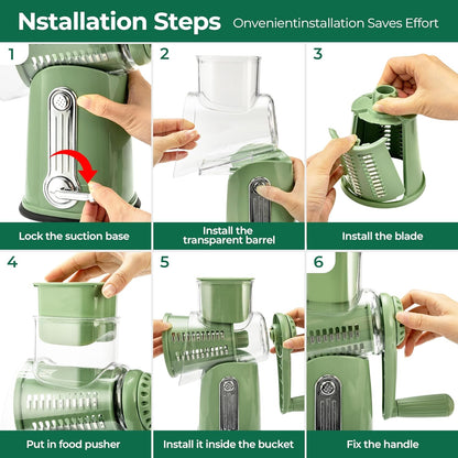 Rotary Cheese Grater - Hand Crank System For Faster Kitchen Prep