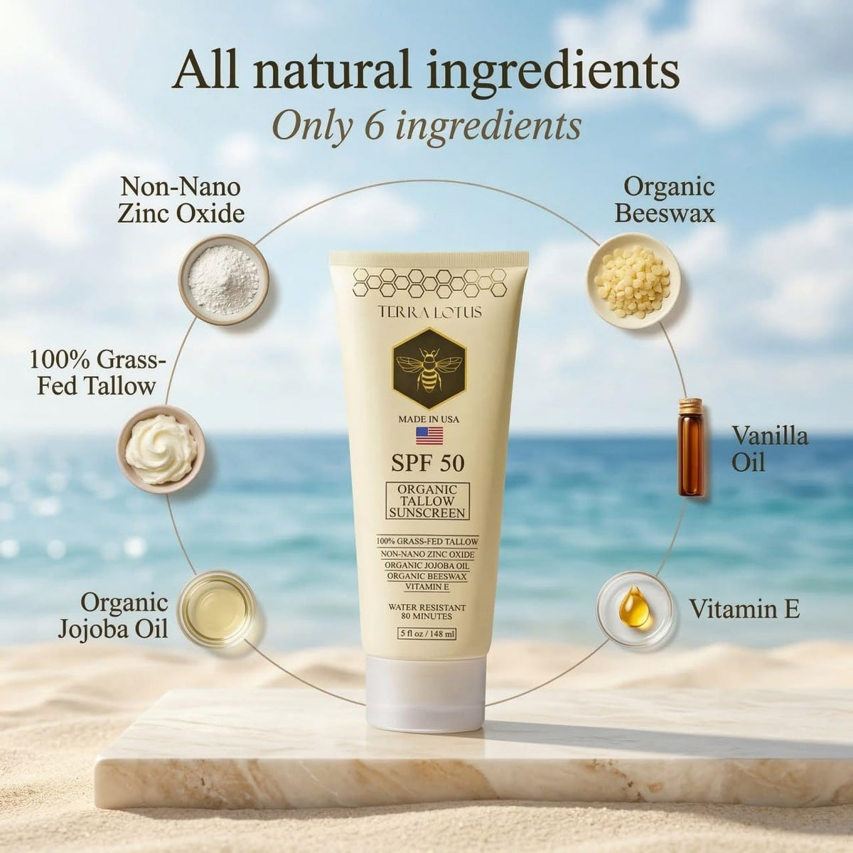 Mineral Sunscreen SPF 50 - Tallow & Zinc For Everyday Sun Protection