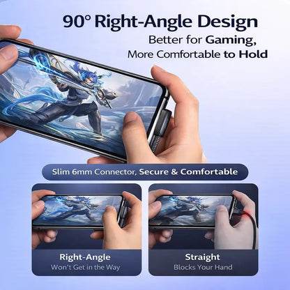 45W Right-Angle USB-C Cable - Fast Charging Without Blocking Your Hand