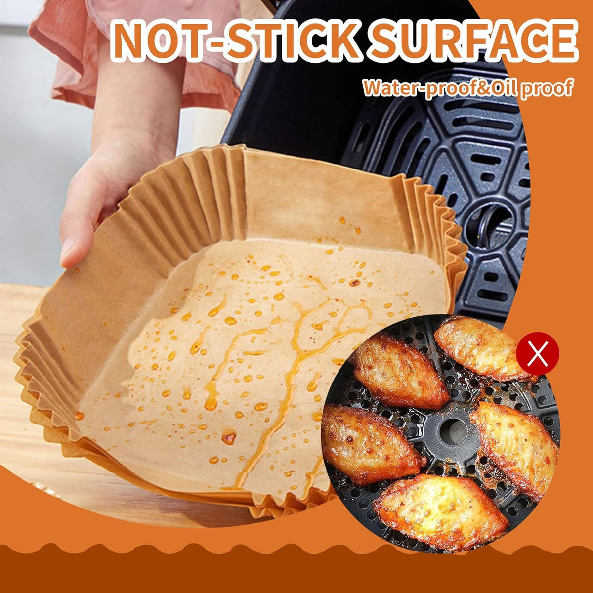 Air Fryer Paper Liners - Non-Stick Parchment For Faster, Easier Cleanup