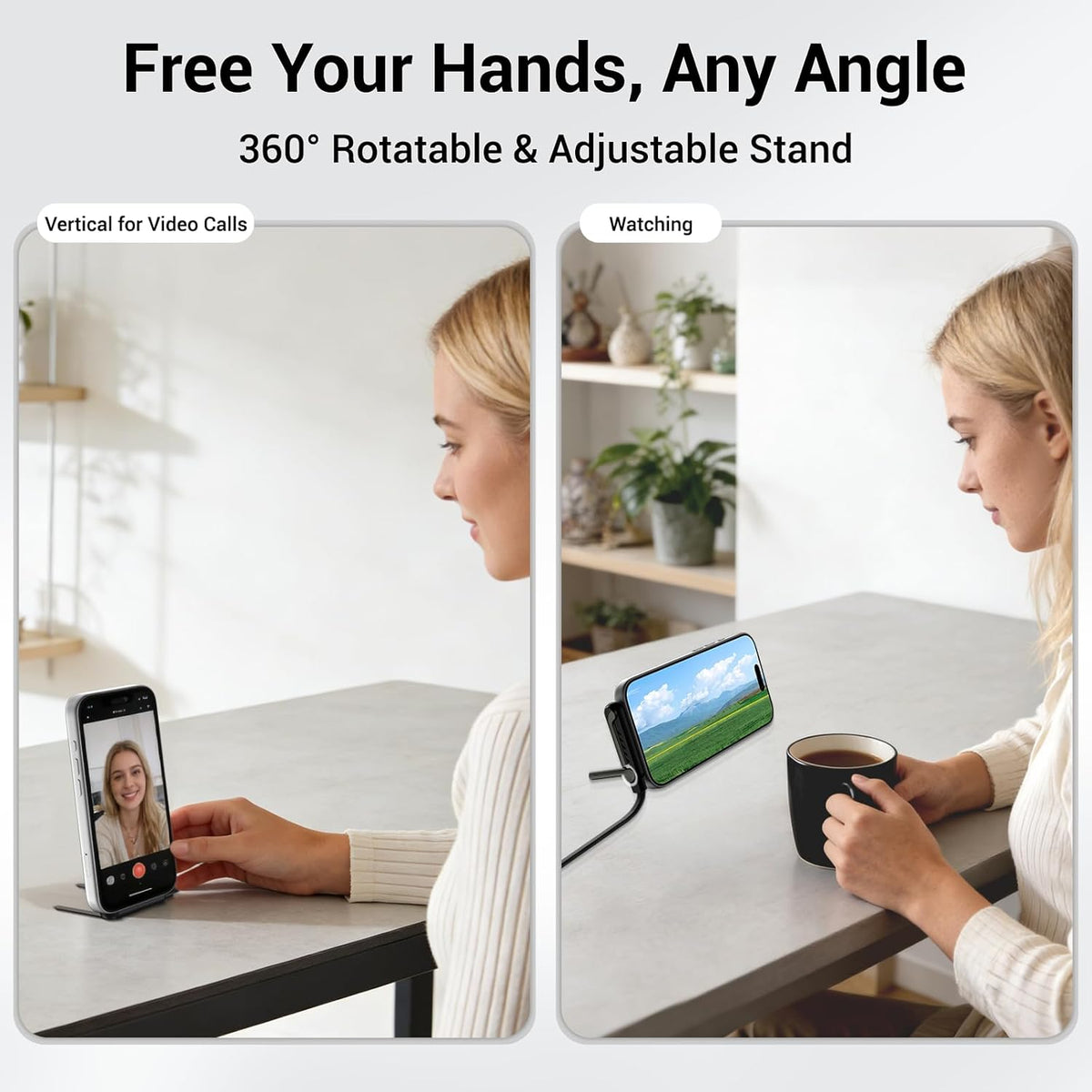 2-in-1 Charging Cable – Built-In Foldable Stand For Hands-Free Charging