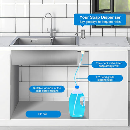 Kitchen Sink Soap Dispenser - 39" Direct-Feed Tube For Fewer Refills