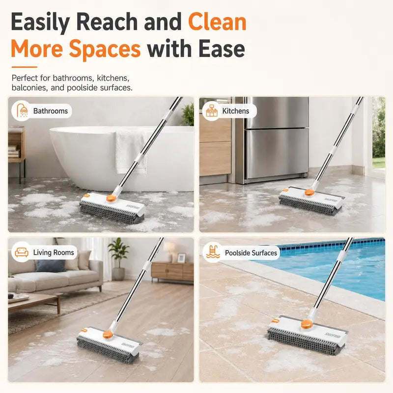 Floor Scrub Brush - 3-in-1 Deep Cleaning For Less Bending