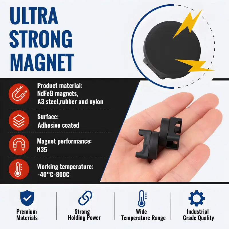 Magnetic Cable Tie Mounts - 22LB Strong Magnetic Hold For Clean Cable Organization