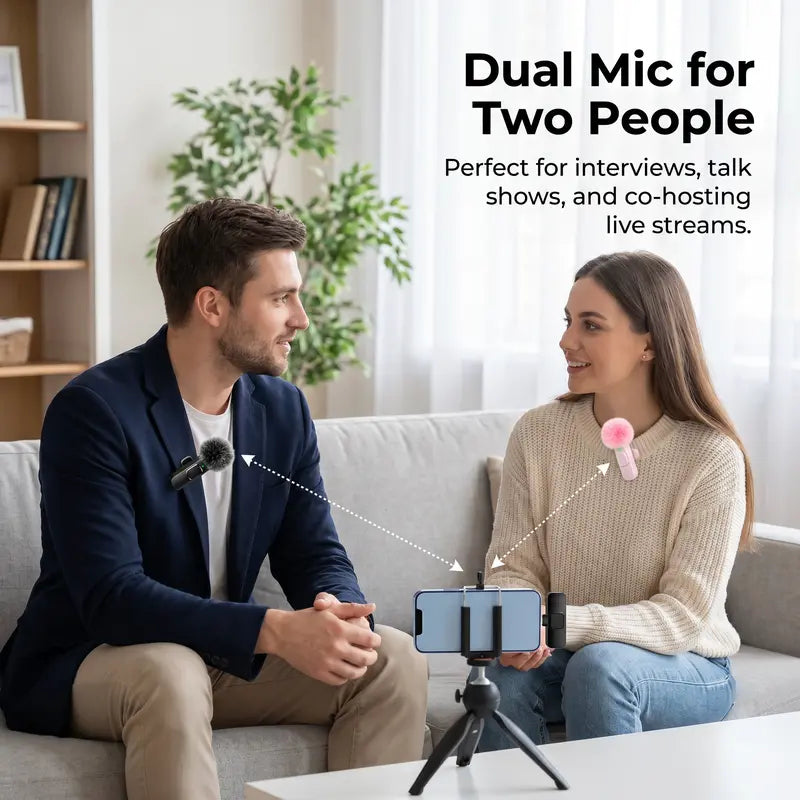 Mini Wireless Lavalier Microphone - Plug & Play Audio For Clearer Phone Videos