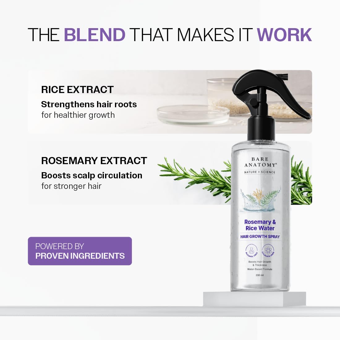 Rosemary Hair Spray - Lightweight Rice Water Formula For Softer, Fuller-Looking Hair
