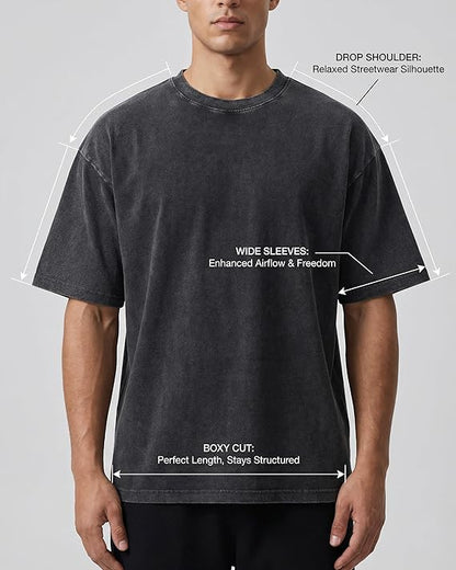 The Ultimate Heavyweight Drop Shoulder Tee: Vintage Wash, Built for the Gym.