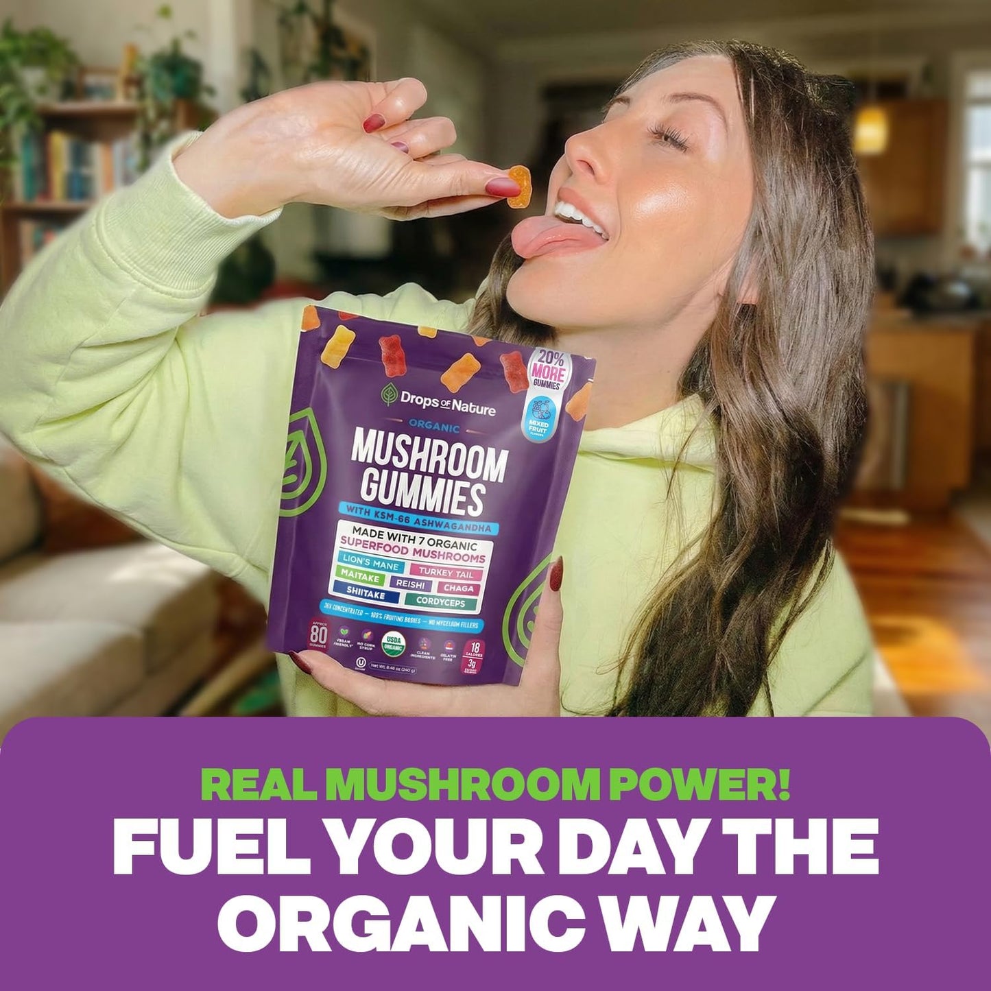 Mushroom Gummies - 8-in-1 Mushroom Blend For Focus, Calm & Daily Energy