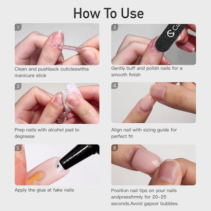 Press-On Nails - Glossy Natural Finish For Salon-Looking Nails in Minutes