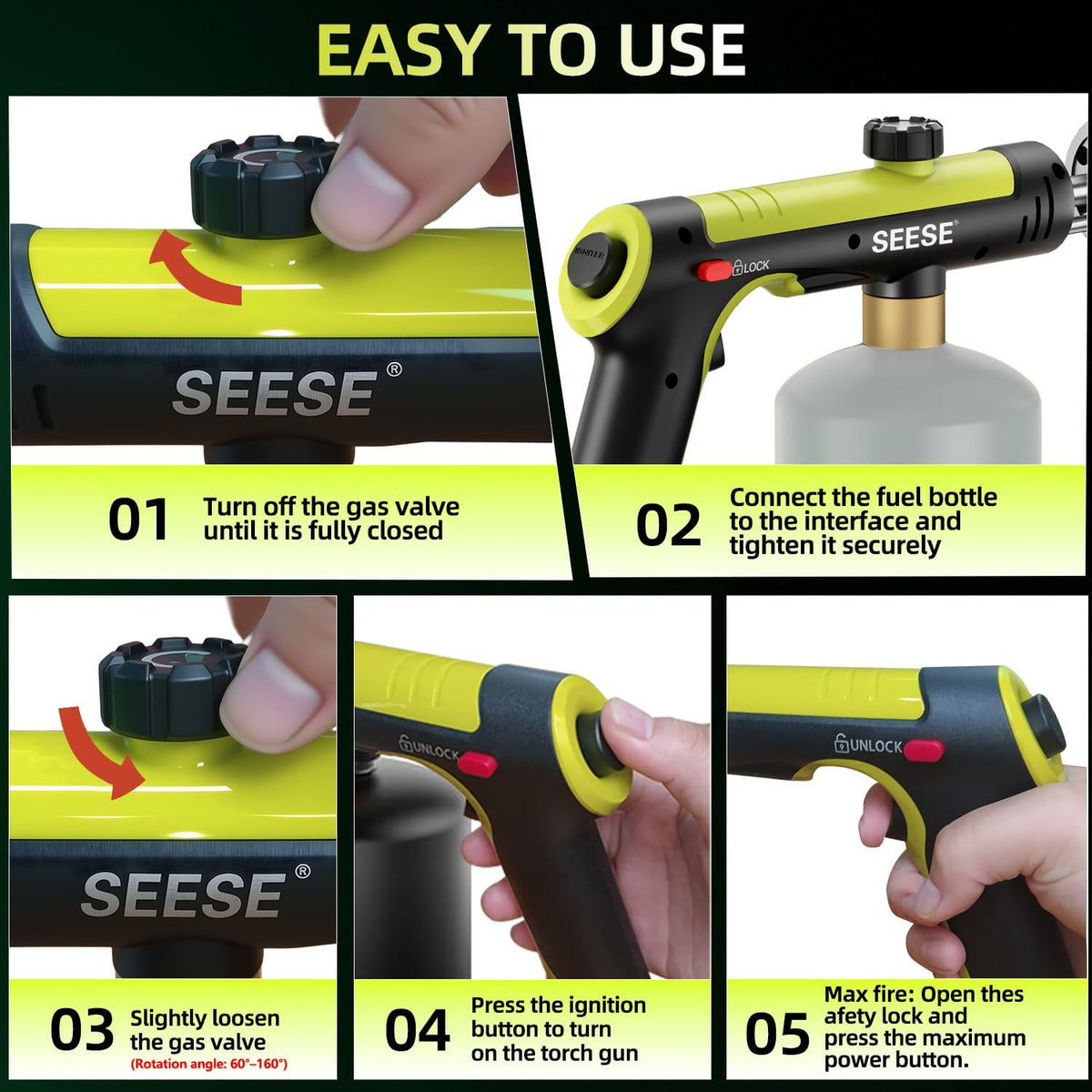 Outdoor Torch(not include gas tank) - One-Touch Flame Control For Faster Fire Starting