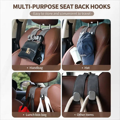Car Seat Headrest Hooks - Double Hook Design For A Cleaner, Clutter-Free Car