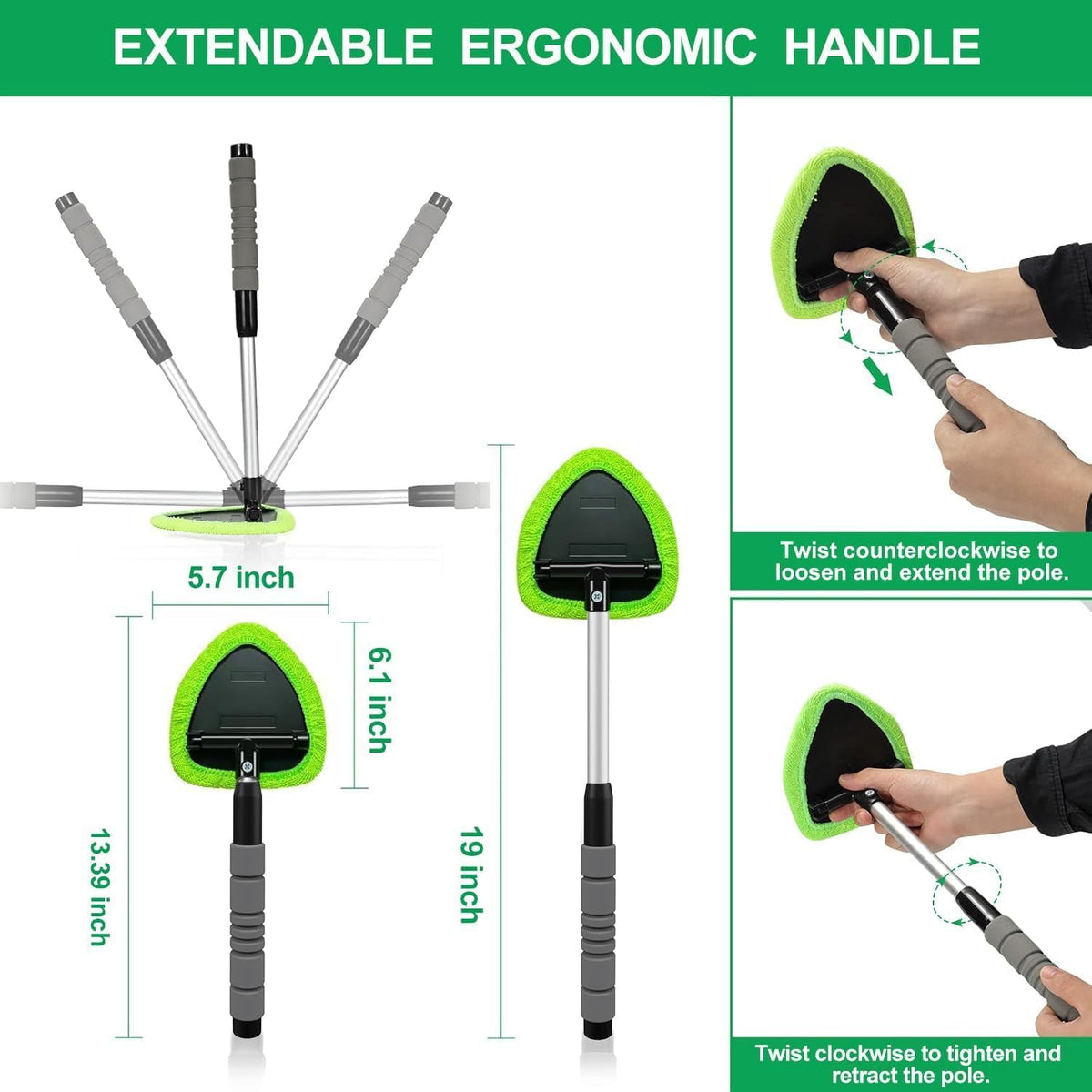 Windshield Cleaning Tool - Extendable Reach for Clearer Glass