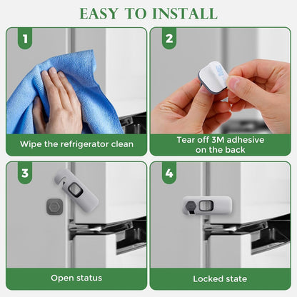 Adhesive Safety Lock - Slide & Rotate Design For Safer Cabinets & Appliances