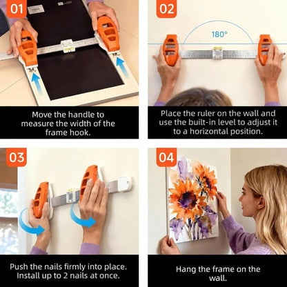 Picture Hanging Tool - Level & Ruler Guide for Perfectly Straight Frames