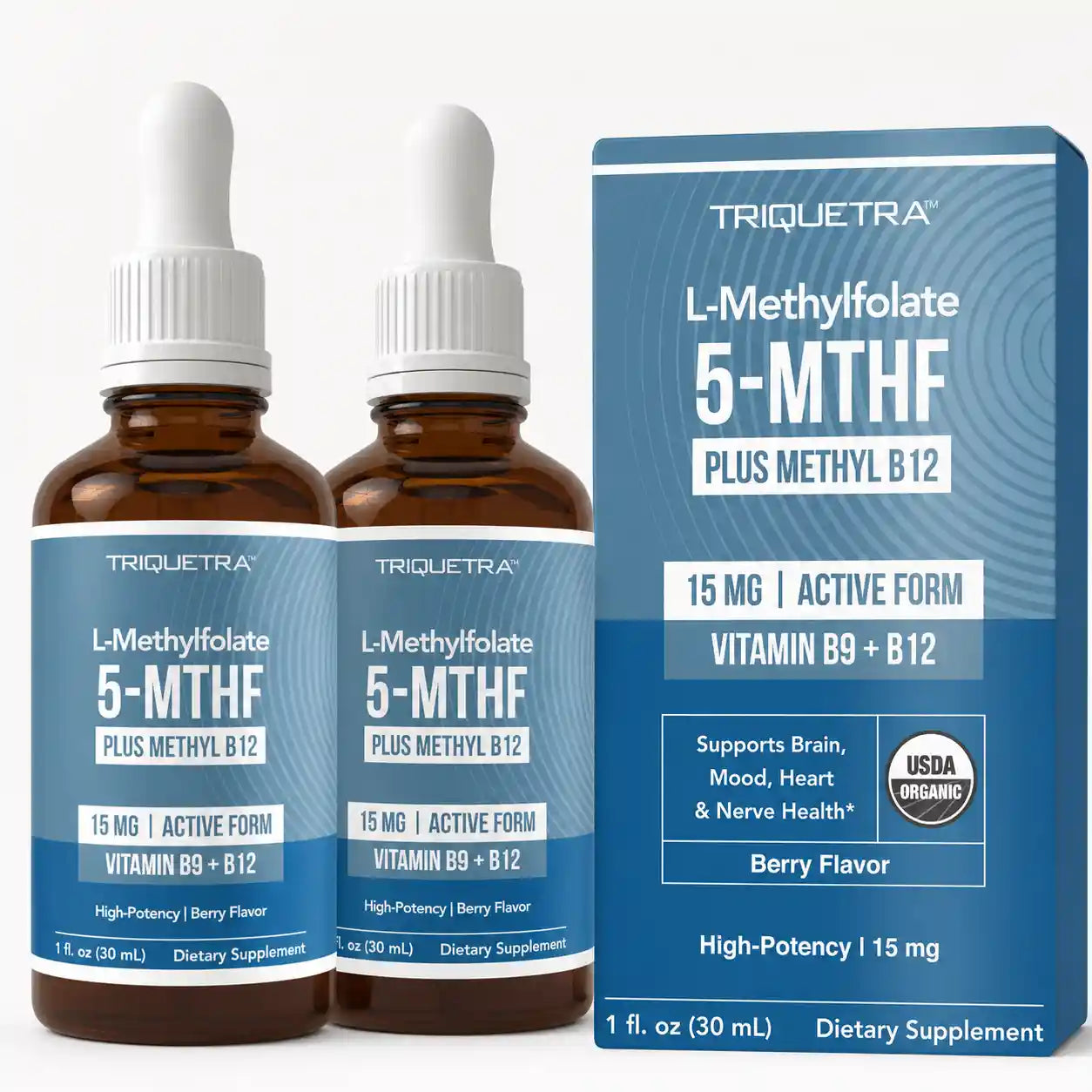 L-Methyl Folate 5-MTHF Dietary Drops – 15 mg Active Folate for Brain & Mood Support