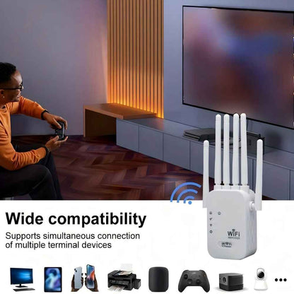 WiFi Extender - 1200Mbps Signal Booster With 6 Antennas For Stronger Home Coverage