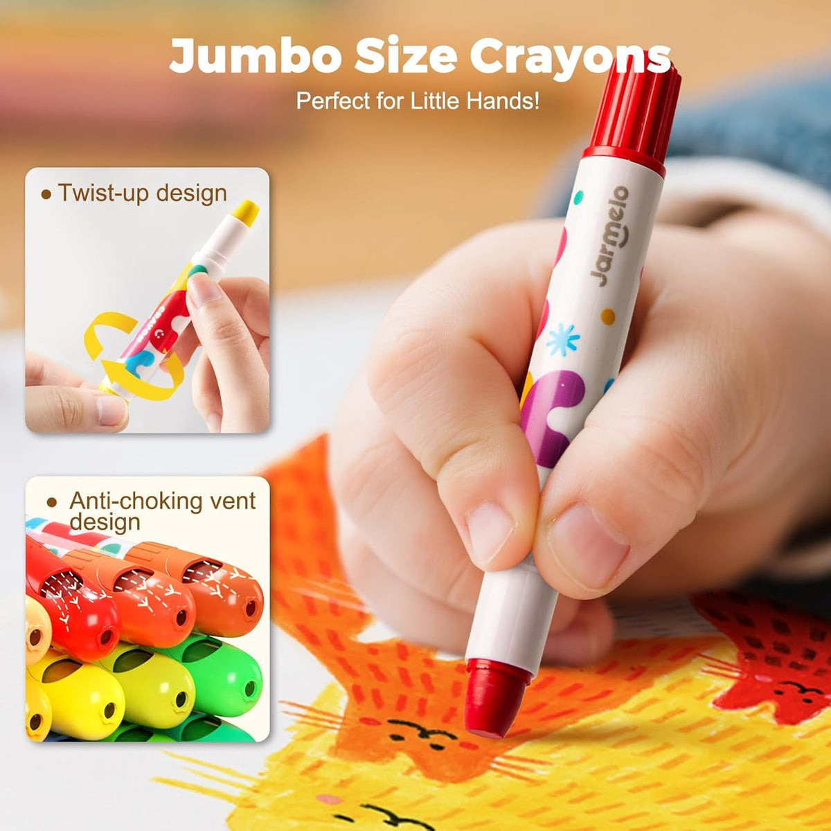 Jumbo Silky Crayons - Twist-Up Easy-Grip Design For Mess-Free Creativity