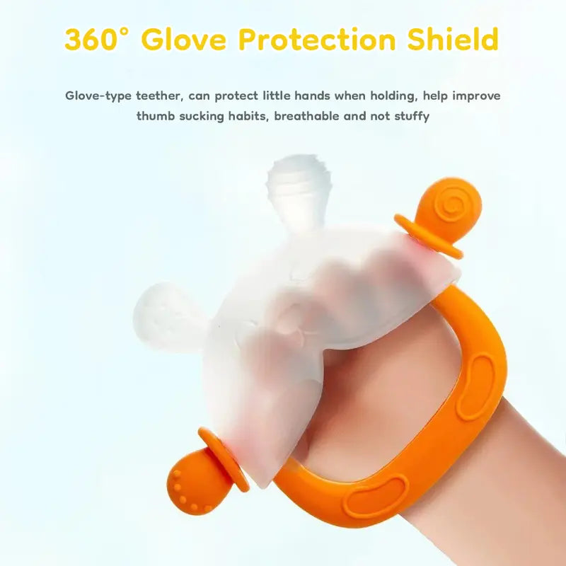 The Teether That Stays On Baby's Hand--A Wearable Silicone Teething Mitten That Soothes Sore Gums While Helping Babies Learn To Grip & Explore