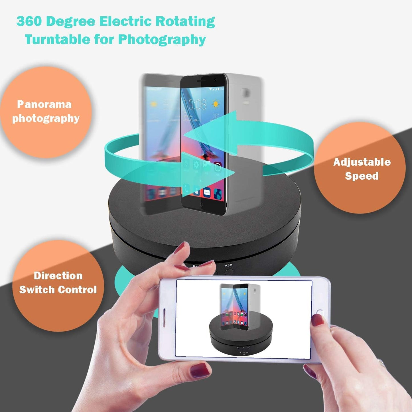360° Product Shooting Turntable - 3-Plate Remote Control Display Stand For Better Product Videos