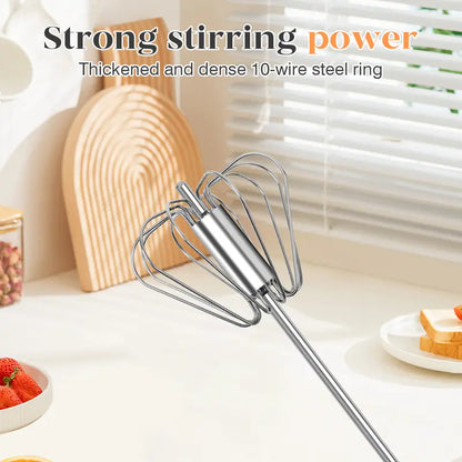 Hand-Push Spinning Whisk - Self-Rotating Stainless Steel Design For Fast Mixing & Easy Cooking