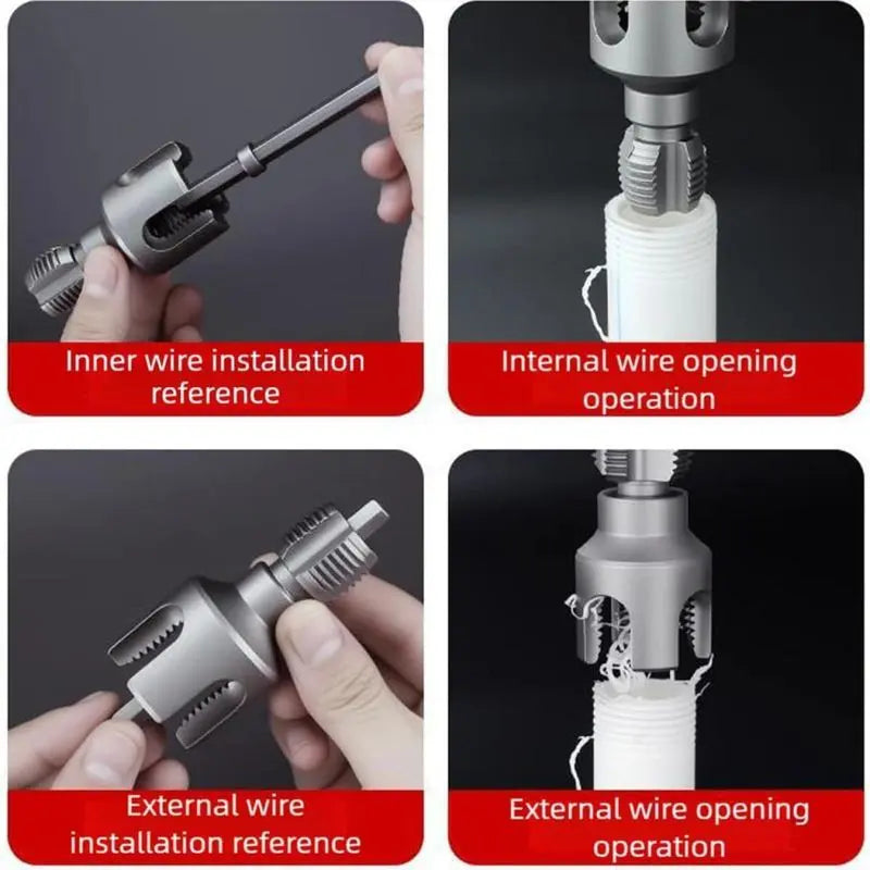 PVC Pipe Threading Tool - Drill-Powered Internal & External Threads For Faster Repairs