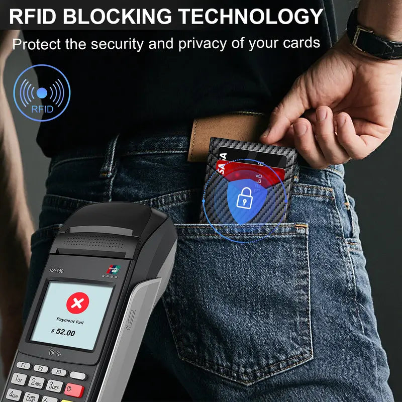 Ultra-Slim Carbon Fiber RFID Pop-Up Smart Wallet