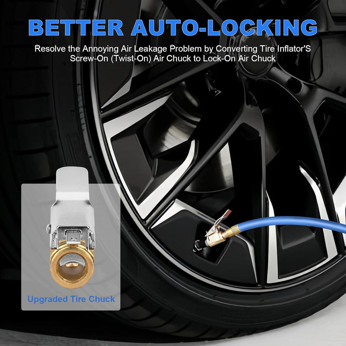Locking Air Chuck Adapter - Hands-Free Tire Inflation Made Faster