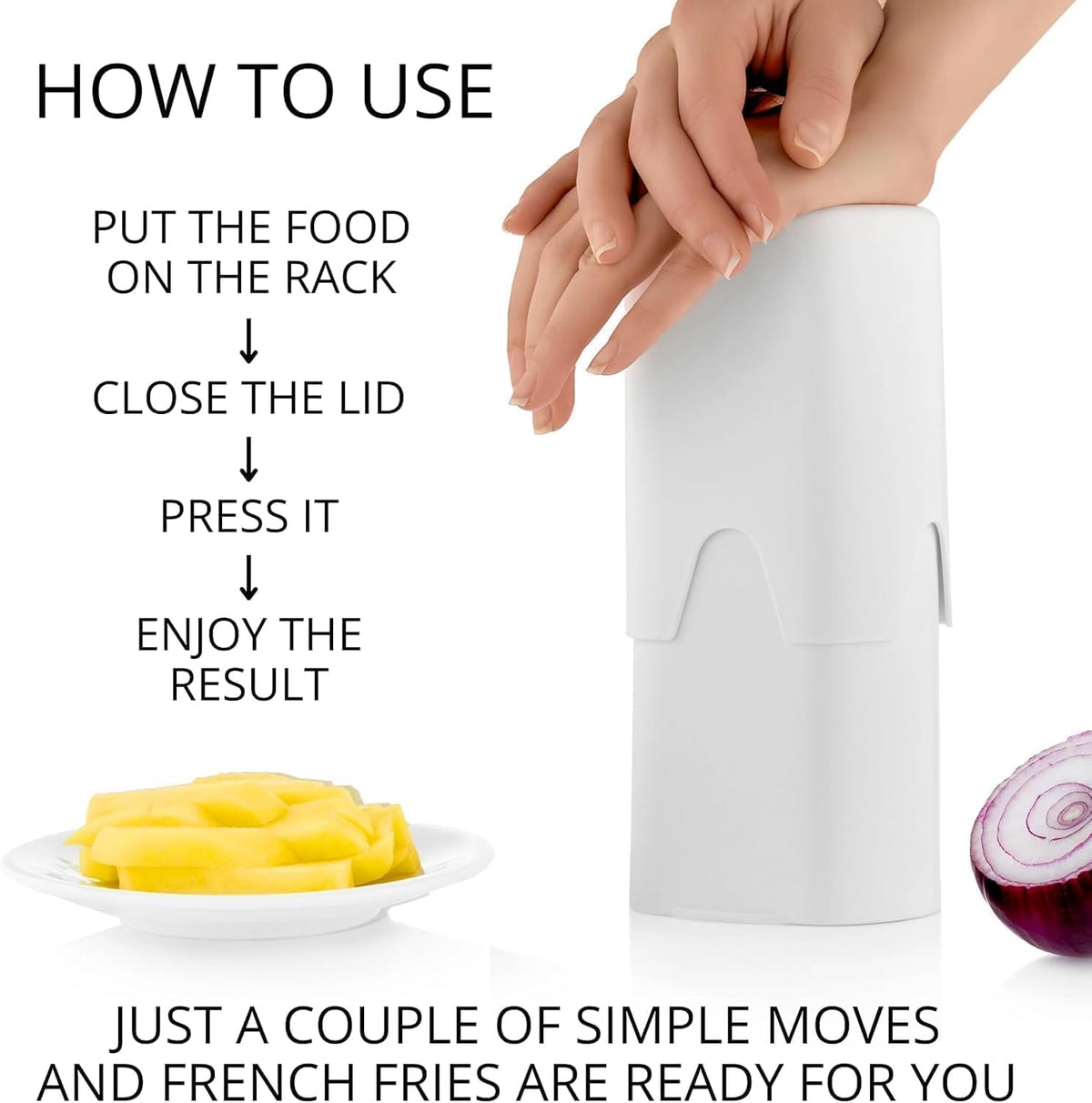 Effortless French Fry & Veggie Cutter: Perfect Uniform Sticks in One Press