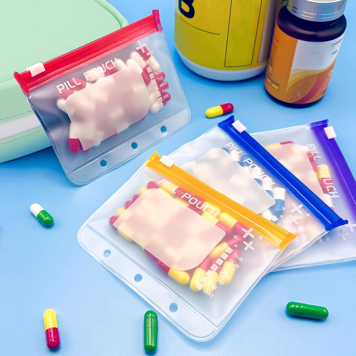 Waterproof Pill Organizer Set - 14-Day Portable Storage System For Easy Daily Organization