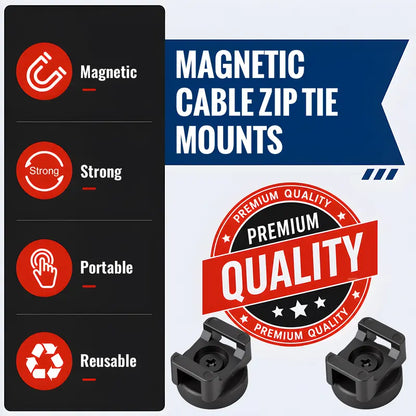 Magnetic Cable Tie Mounts - 22LB Strong Magnetic Hold For Clean Cable Organization